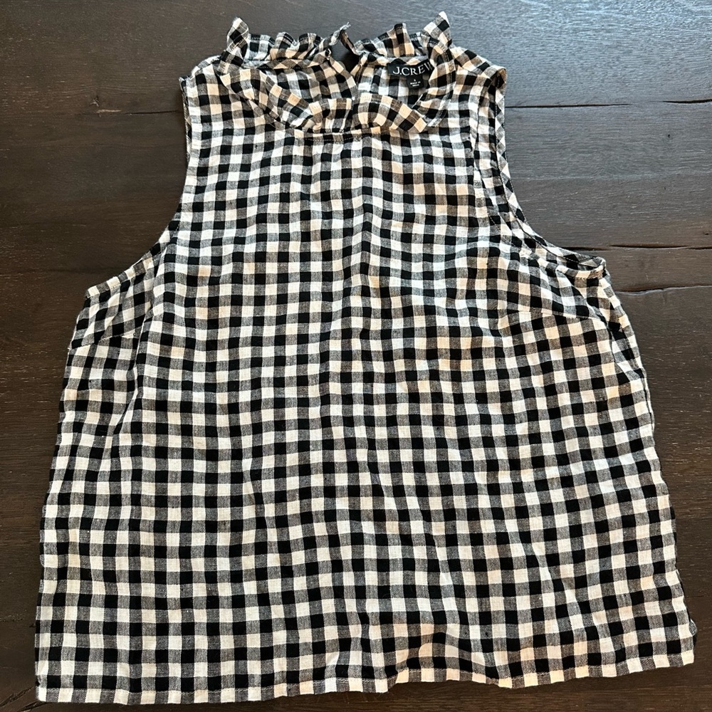 J. CREW Fleur top in gingham linen (101) - Picture 2 of 5